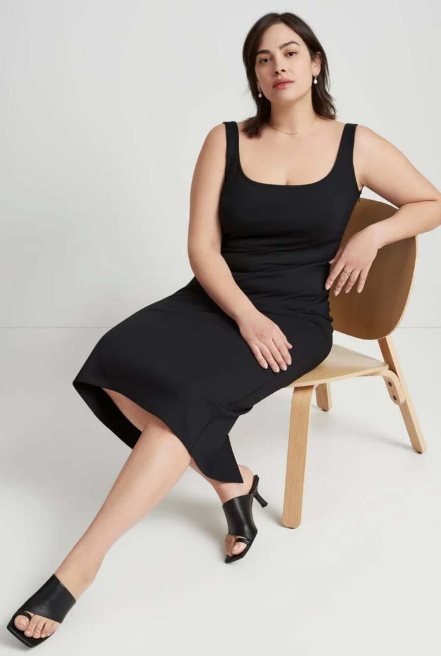 Marcella NYC NWT Ashley Dress European Ponte Square-Neck Midi Dress Black XXL